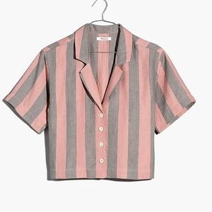 100% Linen Resort Shirt in Springy Stripe Size Small